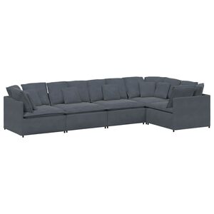 vidaXL Sofa modułowa z poduszkami aksamitna ciemnoszara