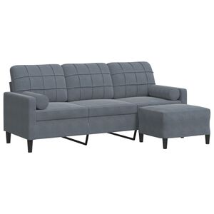 vidaXL 3-osobowa sofa z podn&oacute;żkiem, ciemnoszary, 180 cm, aksamit