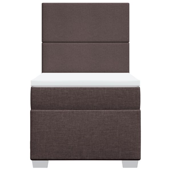 vidaXL Ł&oacute;żko kontynentalne z materacem, brązowe, tkanina, 90x190 cm