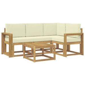 vidaXL Zestaw sof na zewnątrz z poduszką 5 pcs Biały i kremowy
