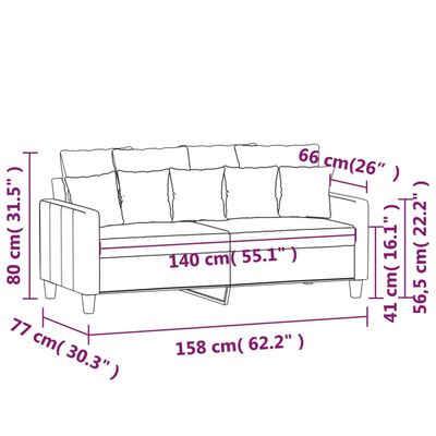 vidaXL Sofa 2-osobowa, ciemnoszara, 140 cm, tapicerowana tkaniną