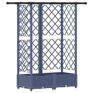 vidaXL Podniesione ł&oacute;żko z kratką i dachem Szary 124 x 40 x 121 cm PP