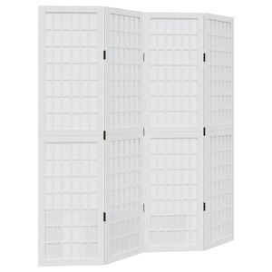 vidaXL Parawan pokojowy, 4-panelowy, biały, lite drewno paulowni