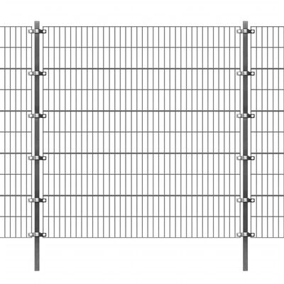 vidaXL Panel ogrodzeniowy ze słupkami, żelazny, 6 x 2 m, antracytowy