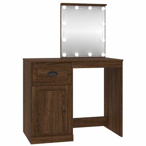 vidaXL Toaletka z LED, brązowy dąb, 90x50x132,5 cm