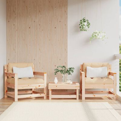vidaXL Fotele ogrodowe z poduszkami, 2 szt., lite drewno sosnowe