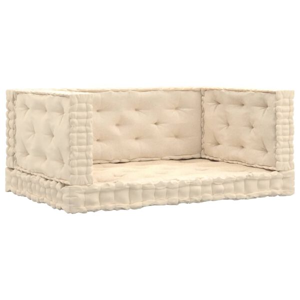 vidaXL Poduszki na podłogę lub palety, 4 szt., beżowe, bawełniane