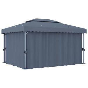 vidaXL Altana ogrodowa z zasłonami, 4 x 3 m, antracytowa, aluminium