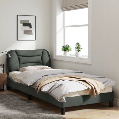 vidaXL Rama łóżka z oświetleniem LED, ciemnoszara, 80x200 cm, tkanina