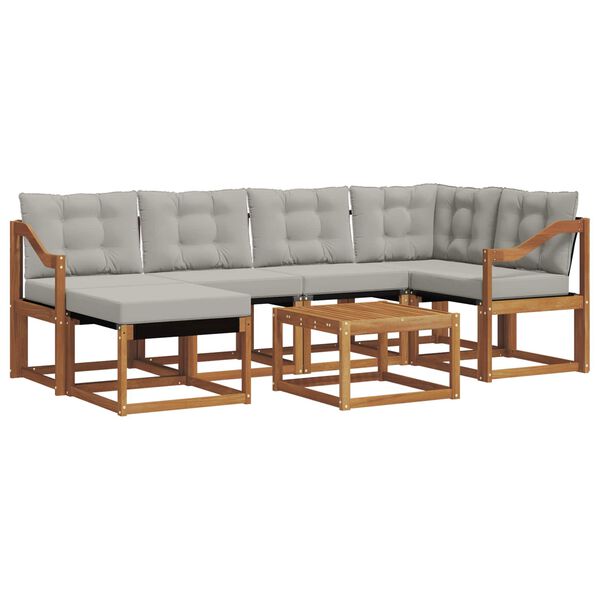 vidaXL Zestaw sof na zewnątrz z poduszką 7 pcs Naturalny i Jasny Szary