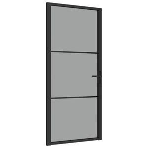 vidaXL Drzwi wewnętrzne, 93x201,5 cm, czarne, szkło ESG i aluminium