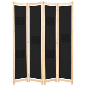 vidaXL Parawan 4-panelowy, czarny, 160x170x4 cm, tkanina