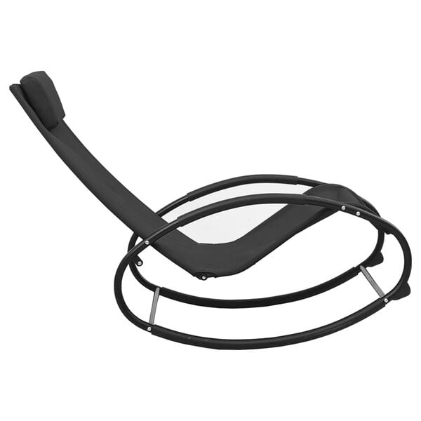 vidaXL Leżak z poduszką, stal i tworzywo textilene, czarny