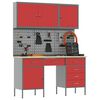 vidaXL Szafka robocza 8 pcs Czerwony Drewno inżynieryjne i stal