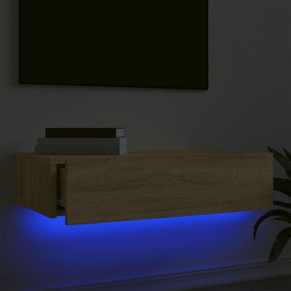vidaXL Szafka telewizyjna z LED, dąb sonoma, 60x35x15,5 cm