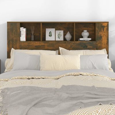vidaXL Wezgłowie łóżka z półkami, brązowy dąb, 140x18,5x104,5 cm