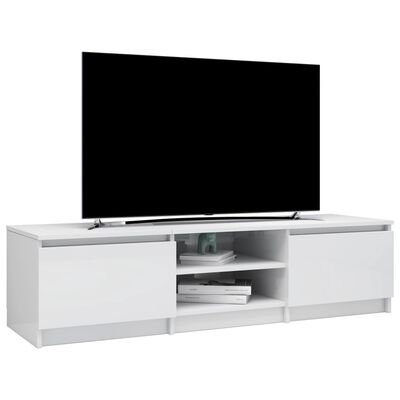 vidaXL Szafka pod TV, wysoki połysk, biała, 140x40x35,5 cm