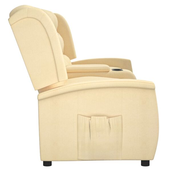 vidaXL 4-os., rozkładany fotel masujący z uchwytem na napoje, kremowy