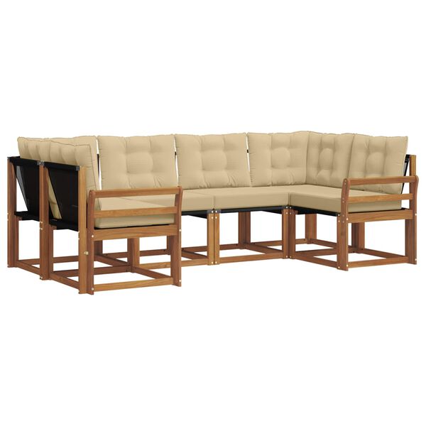 vidaXL Zestaw sof na zewnątrz z poduszką 6 pcs Naturalny i Beżowy