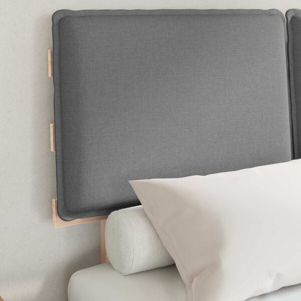 vidaXL Ramka ł&oacute;żka z tapicerowanym wezgłowiem Jasnoszary 120 x 200 cm