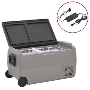 vidaXL Lod&oacute;wka na k&oacute;łkach, z zasilaczem, czarno-szara, 36 L, PP i PE