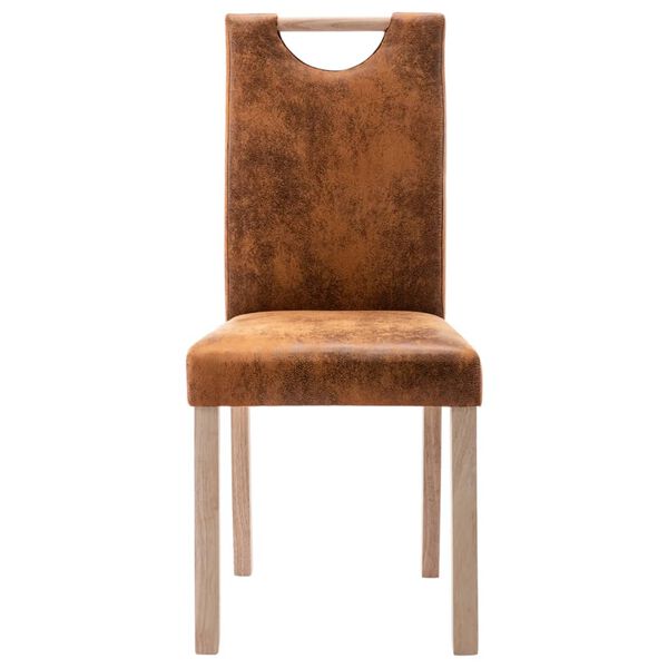 vidaXL Krzesła stołowe, 6 szt., brązowe, sztuczna sk&oacute;ra zamszowa