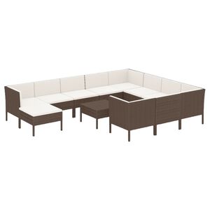 vidaXL 12-cz. zestaw wypoczynkowy do ogrodu, poduszki, rattan PE, brąz