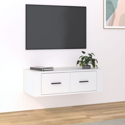 vidaXL Wisząca szafka TV, biała 80x36x25 cm materiał drewnopochodny