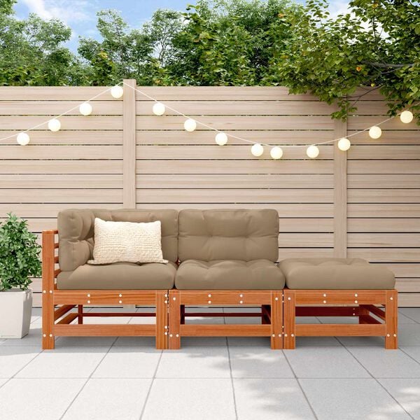 vidaXL Zestaw sof narożnych 3 Sztuka Woskowy Brąz Lite drewno sosnowe