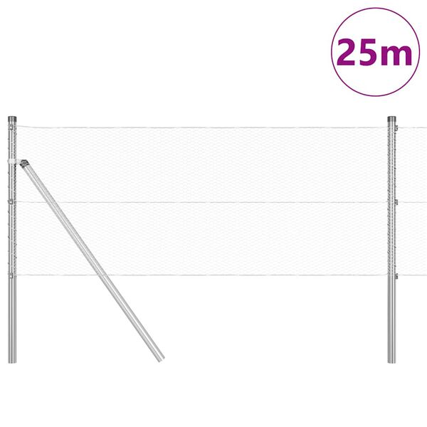 vidaXL Słupek ogrodzeniowy. Srebrny 25 x 0,6 m (siatka 13 mm) Stal