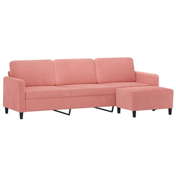 vidaXL 3-osobowa sofa z podn&oacute;żkiem, r&oacute;żowy, 210 cm, aksamit