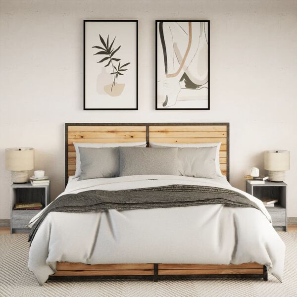 vidaXL Szafki nocne z oświetleniem LED, 2 szt., szary dąb sonoma