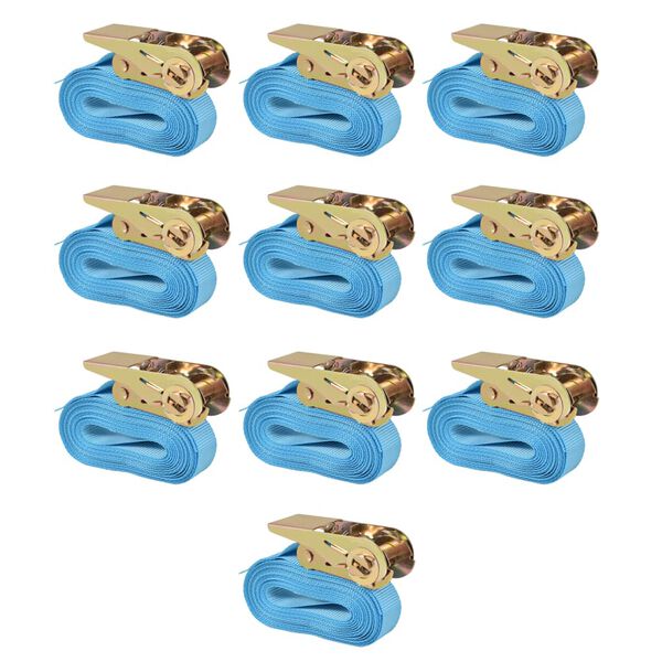 vidaXL Taśmy mocujące z napinaczami, 10 szt, 0,8 T, 4mx25mm, niebieski