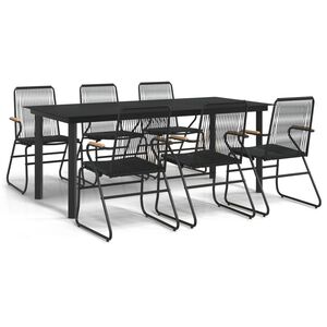 vidaXL 7-częściowy zestaw mebli ogrodowych, czarny, rattan PVC