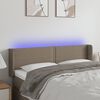 vidaXL Zagł&oacute;wek do ł&oacute;żka z LED, taupe, 147x16x78/88 cm, tkanina