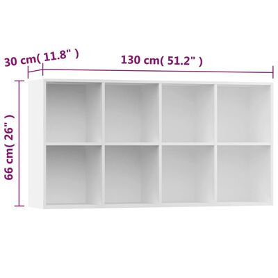 vidaXL Regał na książki, biały, 66x30x130 cm, materiał drewnopochodny