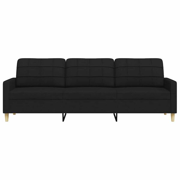 vidaXL Sofa 3-osobowa, czarna, 210 cm, tapicerowana tkaniną