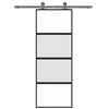 vidaXL Drzwi przesuwne, czarne, 76x205 cm, szkło hartowane, aluminium