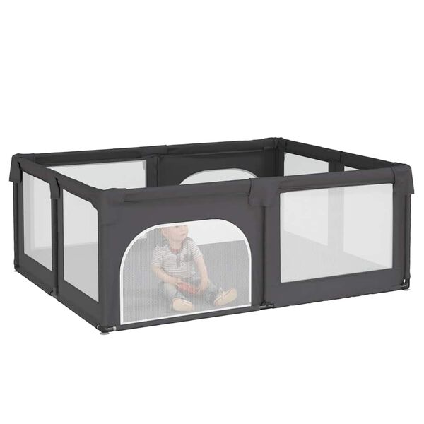 vidaXL Kojec dla dziecka z 2 drzwiczek, ciemnoszary, tkanina Oxford