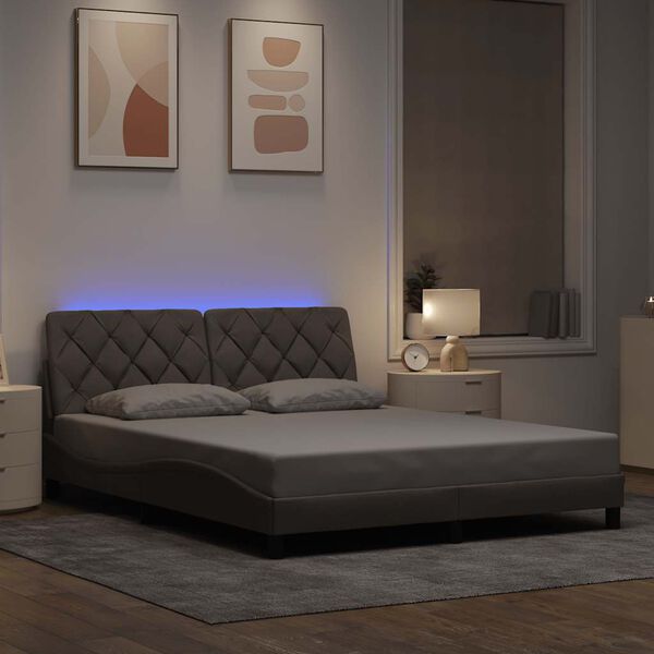 vidaXL Rama ł&oacute;żka z LED bez materaca Taupe 160x200 cm Tkanina