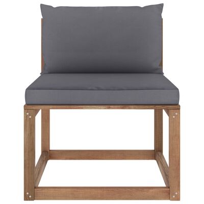 vidaXL Ogrodowa sofa środkowa z palet, z antracytowymi poduszkami