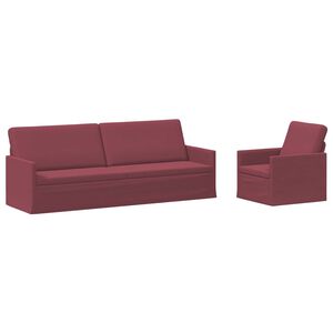 vidaXL Zestaw Sof 2 pcs Czerwone wino tkanina