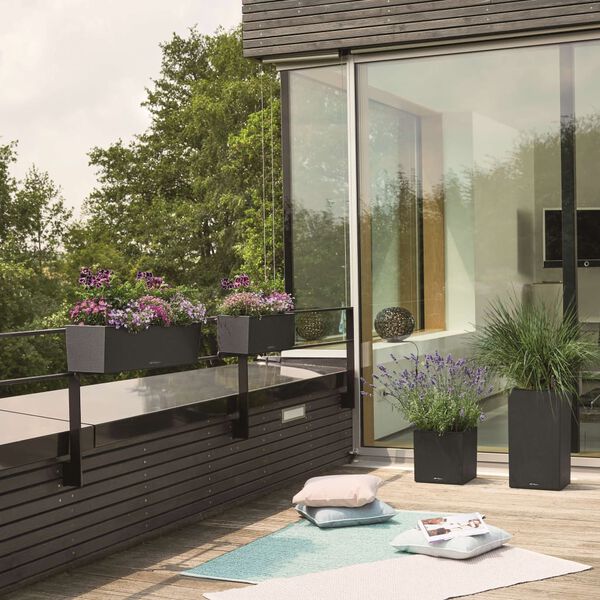 LECHUZA Donica BALCONERA Stone 50 ALL-IN-ONE, czarna