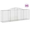 vidaXL Kosze gabionowe, 5 szt, 300x50x100/120 cm, galwanizowane żelazo