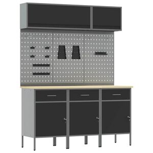 vidaXL Zestaw szafek roboczych z szufladą Z blokadą 8 pcs Czarny