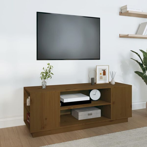 vidaXL Szafka pod TV, miodowy brąz, 110x35x40,5cm, lite drewno sosnowe