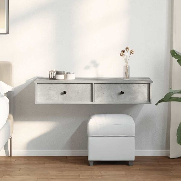 vidaXL P&oacute;łka ścienna z szufladami, szarość betonu 100x37,5x19 cm