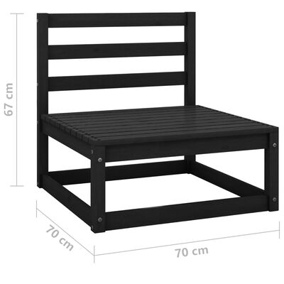 vidaXL 3-osobowa sofa ogrodowa, czarna, lite drewno sosnowe