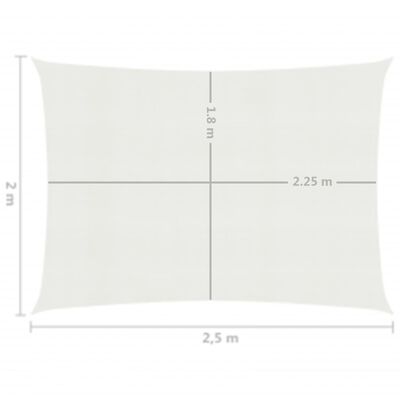 vidaXL Żagiel przeciwsłoneczny, 160 g/m², biały, 2x2,5 m, HDPE