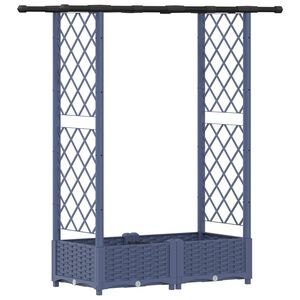 vidaXL Podniesione ł&oacute;żko z kratką i dachem Szary 122,5 x 40 x 121 cm